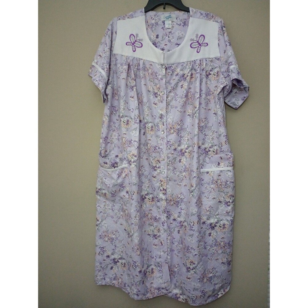 Casual Nights Pearl Snap Front Housecoat MooMoo Size XL